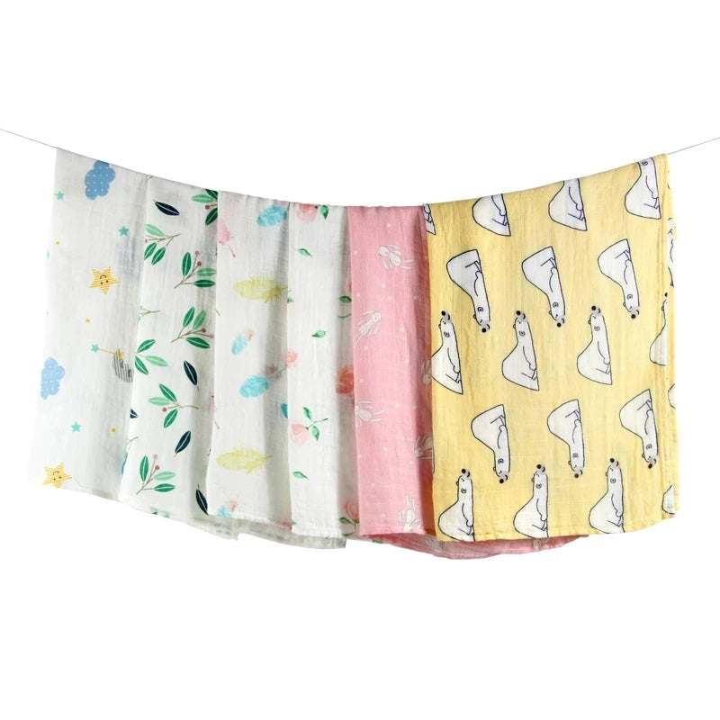 Organic Cotton/Bamboo Cotton Muslin Swaddles Wrap Burpy Towel Scarf Bibs Muslin Baby Blankets Newborn Diaper Pielucha 60*60cm