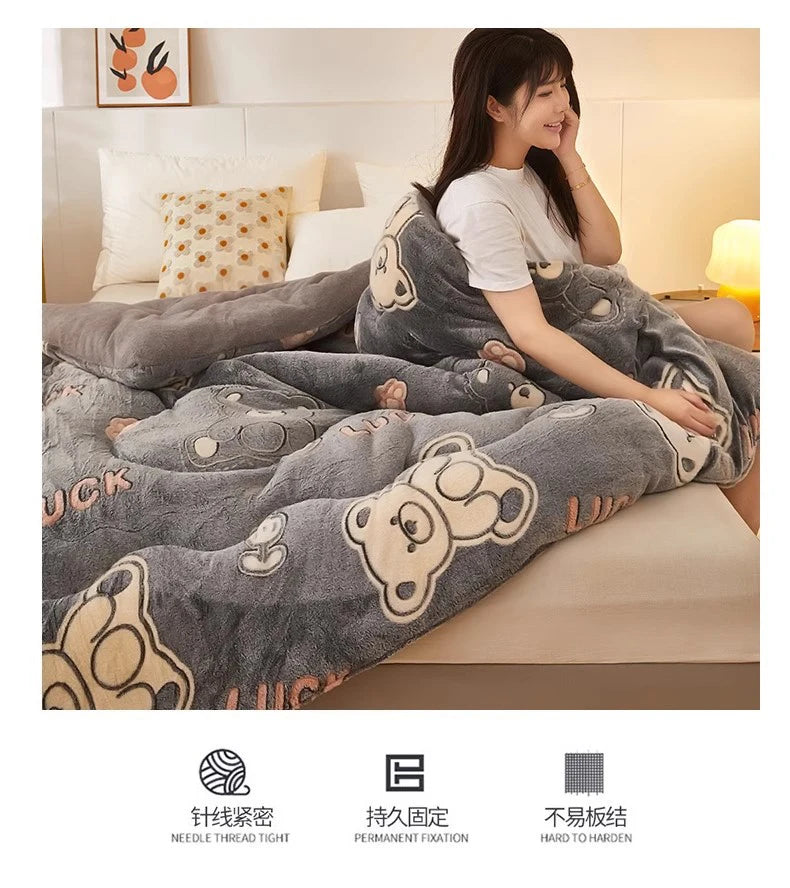 Super Warm Winter Blanket for Bed Spring Autumn Lamb Cashmere Weighted Thick Blankets Soft Comfortable Warmth Quilt Comforter