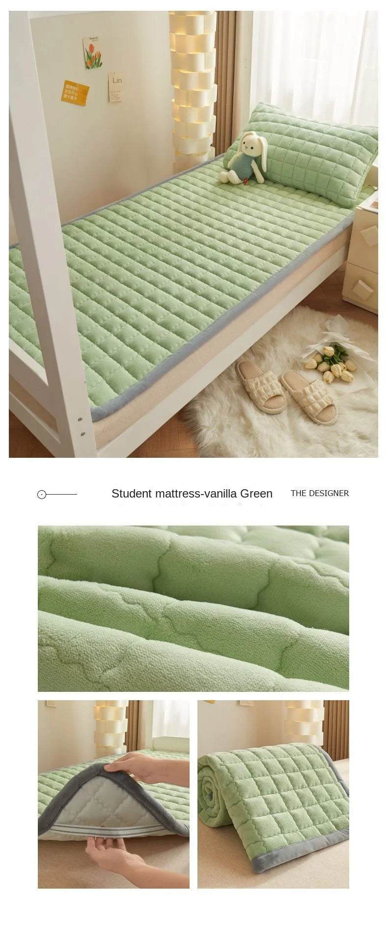 Winter Flannel Soft Mattress Toppers Dormitory Single Bed Warm Quilted Foldable Bedsheet Students Bunk Mattress Protection Pad