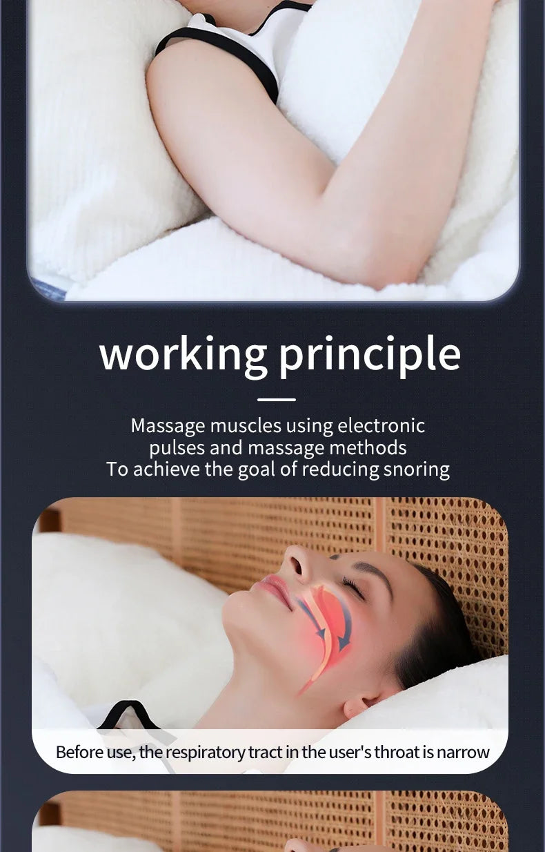 Smart Electric Anti Snoring Device Portable Sleep Apnea Improve Dual Pulse Snore Stopper Throat Muscle Stimulator Sleep Aid Tool