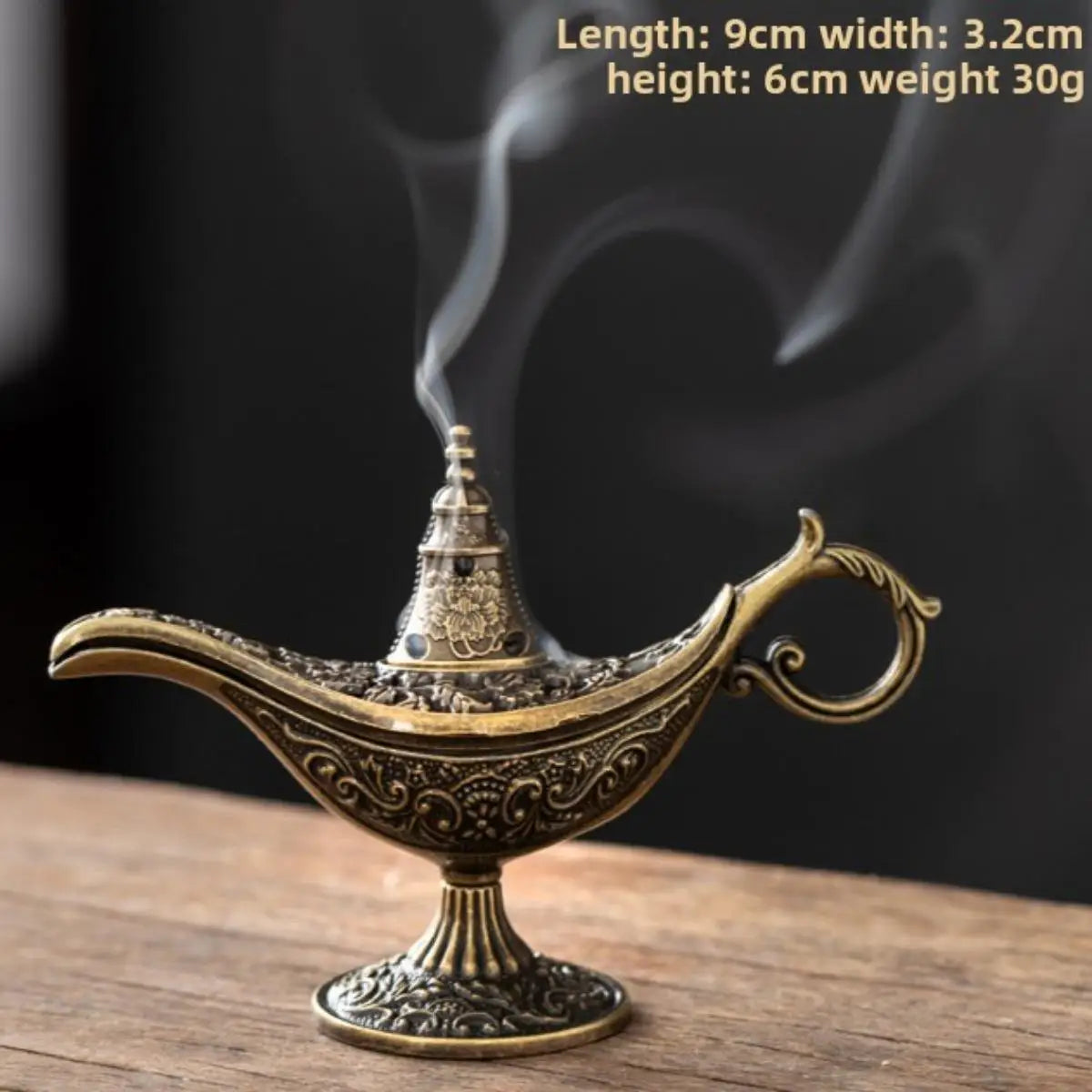 Vintage Arabian Night Inspired Metal Incense Lamp with Ornate Filigree&Lucky Cloud Motifs Home Aromatherapy&Spiritual Ambiance