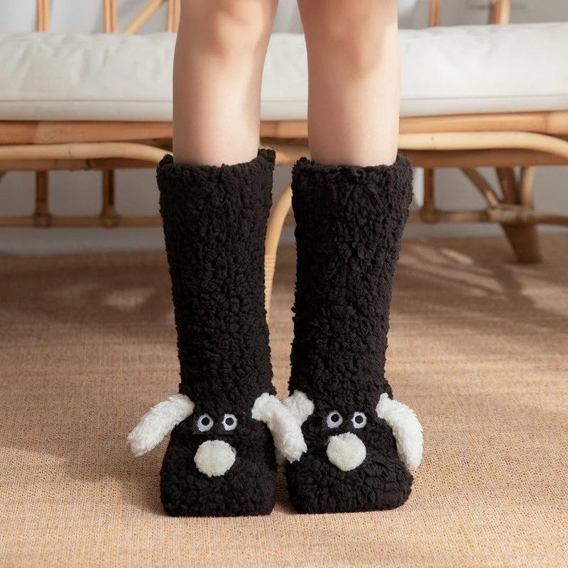 2024 New Floor Socks Women Autumn and Winter Velvet Coral Fleece Socks Sleep Home Slippers Snow Socks Christmas gift Carpet Sock