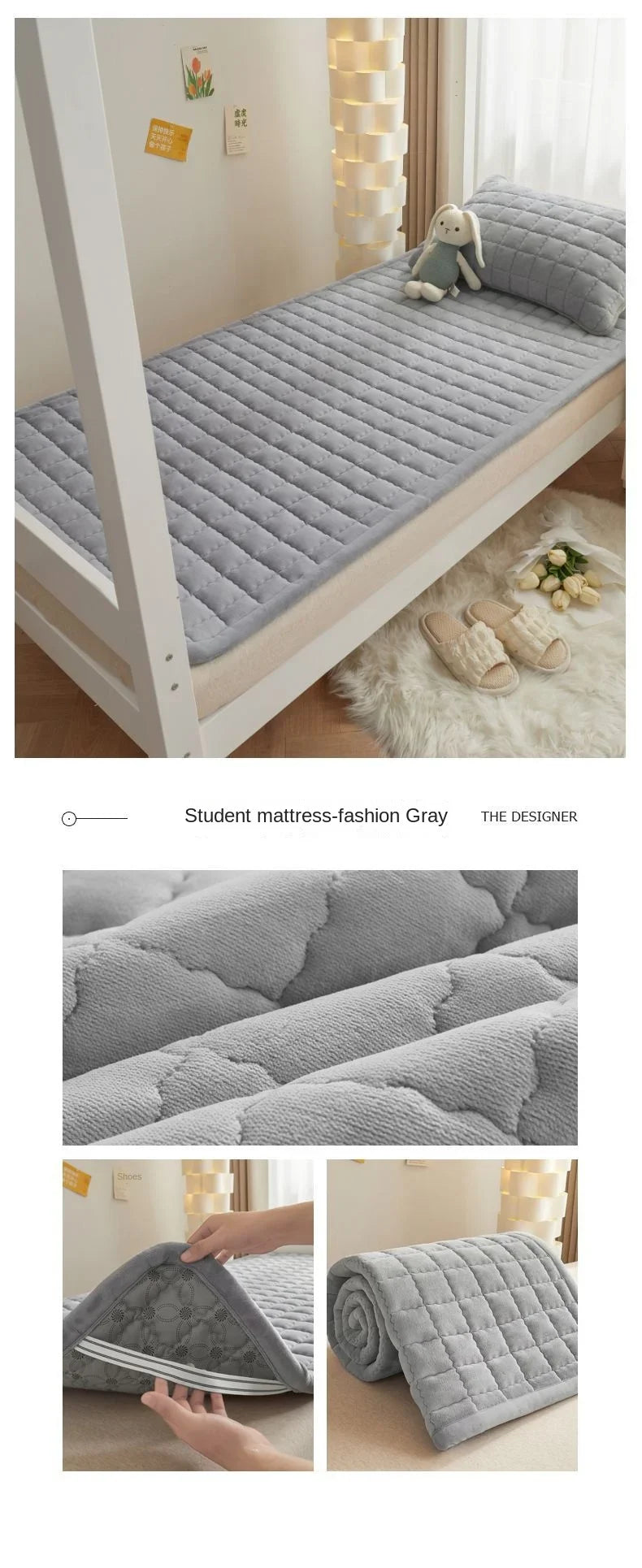 Winter Flannel Soft Mattress Toppers Dormitory Single Bed Warm Quilted Foldable Bedsheet Students Bunk Mattress Protection Pad