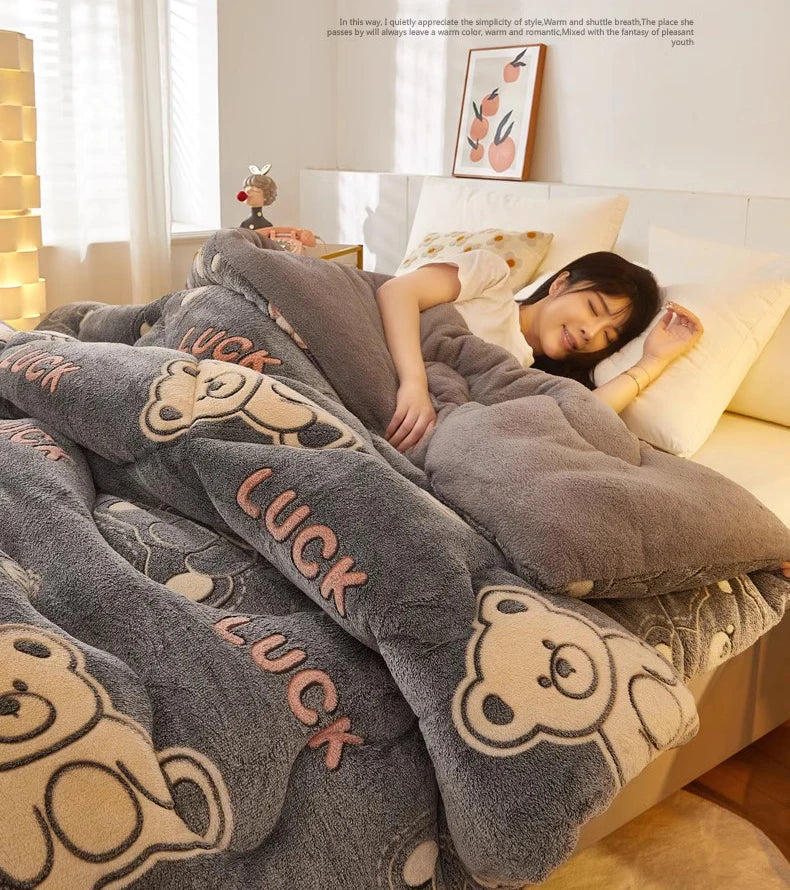 Super Warm Winter Blanket for Bed Spring Autumn Lamb Cashmere Weighted Thick Blankets Soft Comfortable Warmth Quilt Comforter