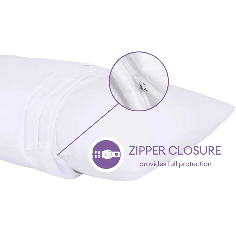 1pc Smooth Pillow Protector Zippered Waterproof Pillow Cover Breathable Pillowcase Bedbug Proof & Anti Mites