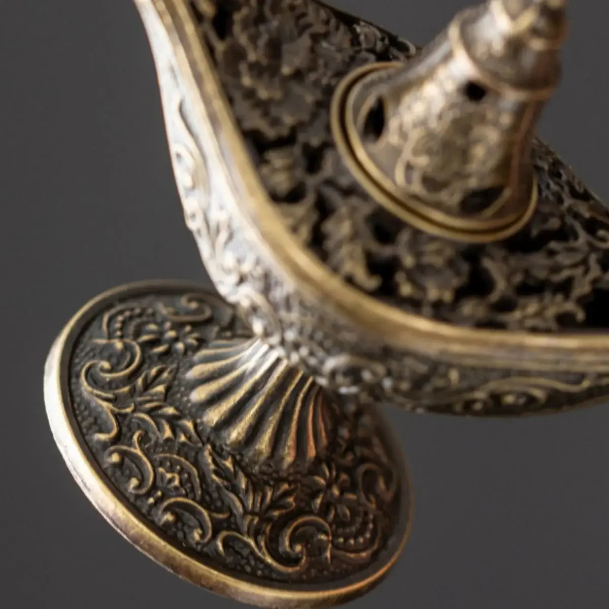 Vintage Arabian Night Inspired Metal Incense Lamp with Ornate Filigree&Lucky Cloud Motifs Home Aromatherapy&Spiritual Ambiance