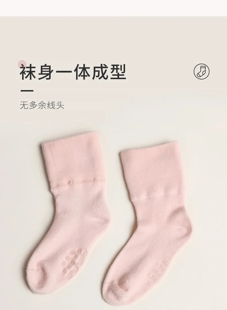 5 Pairs/Lot Baby Socks Comfortable Sleep Socks Spring Autumn Pure Cotton Breathable Mid-Tube Anti-Slip Newborn Baby Floor Socks