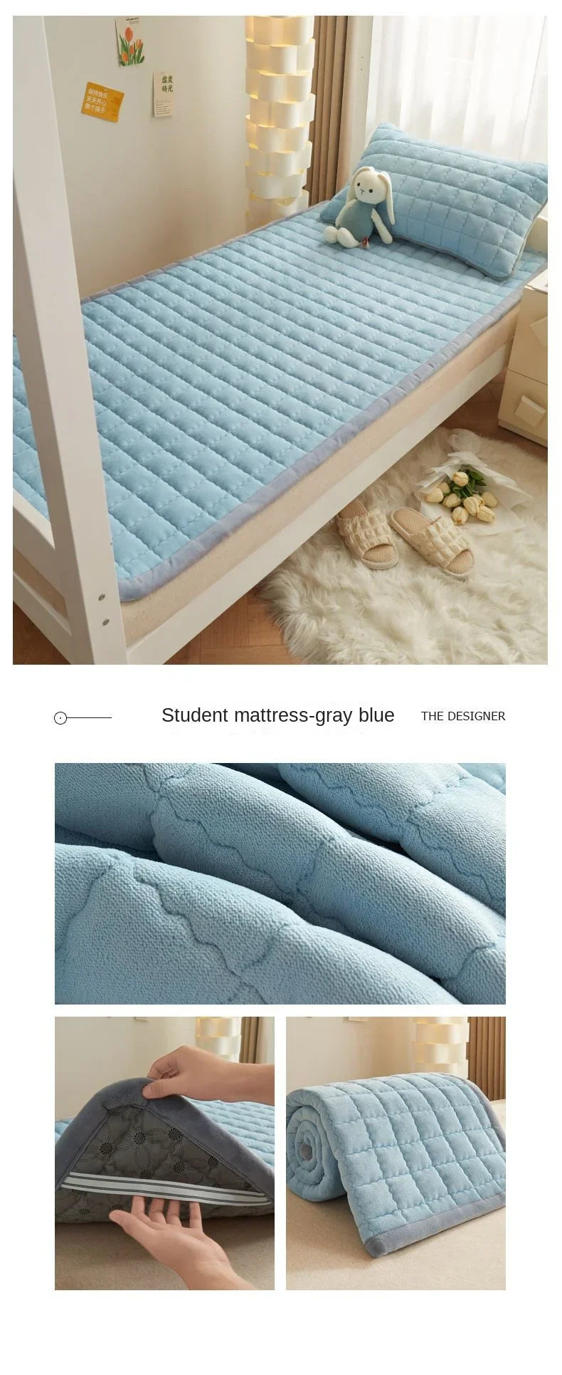Winter Flannel Soft Mattress Toppers Dormitory Single Bed Warm Quilted Foldable Bedsheet Students Bunk Mattress Protection Pad