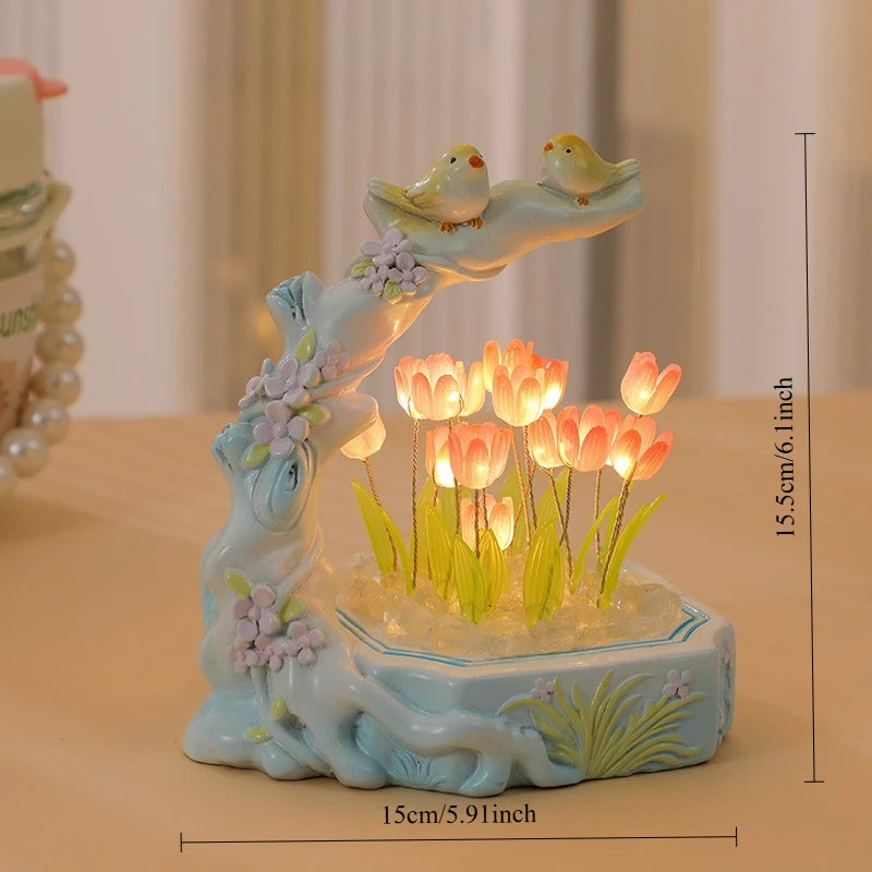 Tulip Night Lights Atmospheric Lights Flowers and Birds Literary Ornaments Desktop Decoration Crafts Souvenirs