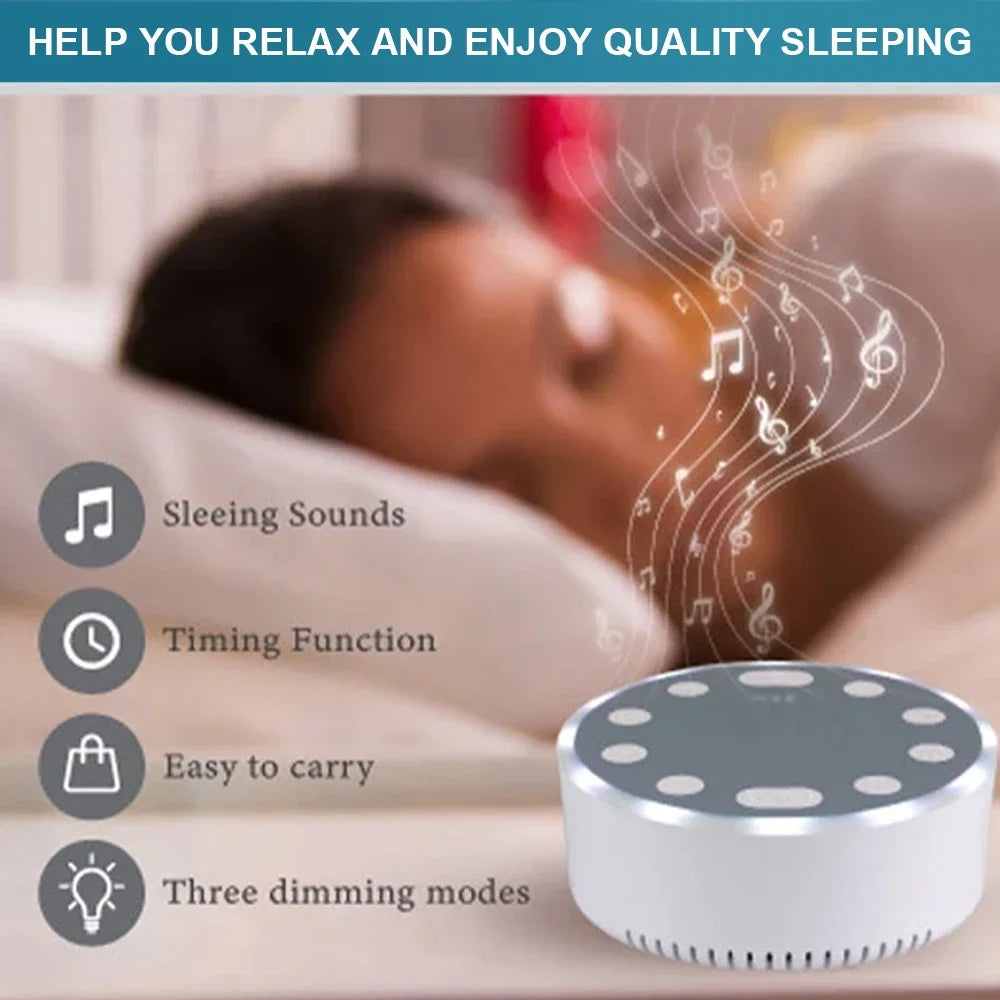 White Noise Machine Portable Baby Sleep Machine Soothing Sounds Sleep Therapy Sound Monitor Generator for Babies Adult Relax