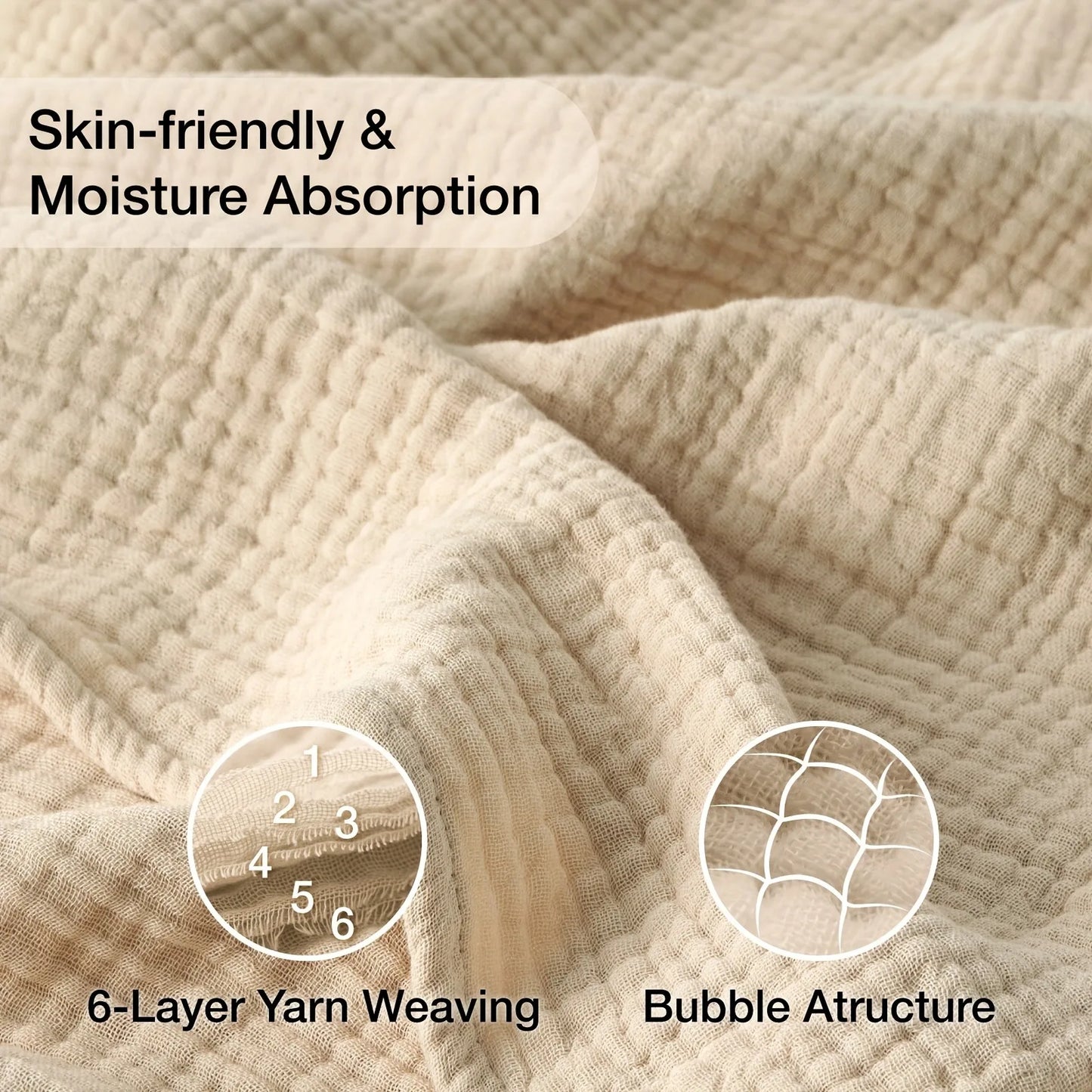 100% Cotton Muslin Blankets 6 Layers Room Decor Blanket Summer Blanket Cooling Breathable Lightweight Stuff Soft Gauze Blanket