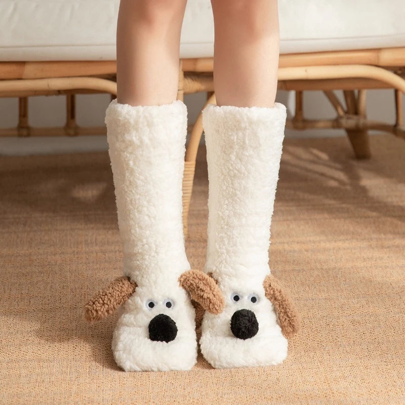 2024 New Floor Socks Women Autumn and Winter Velvet Coral Fleece Socks Sleep Home Slippers Snow Socks Christmas gift Carpet Sock