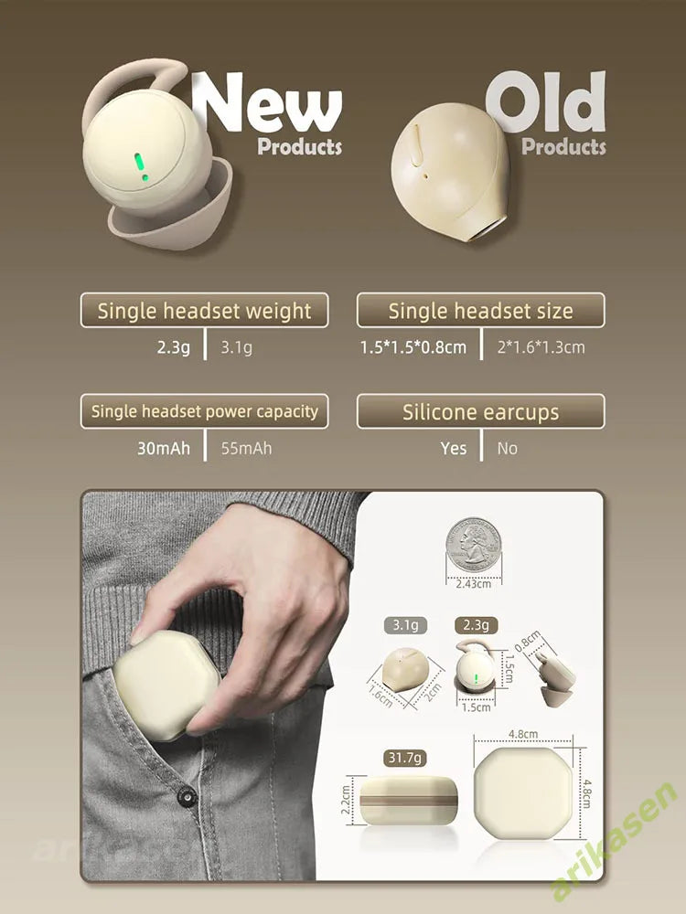 Sleep Earbuds in-Ear Earphones for Sleeping with 3 Sizes Ultra-Light Soft Silicone Noise Isolating Headphone Perfect for Sleep