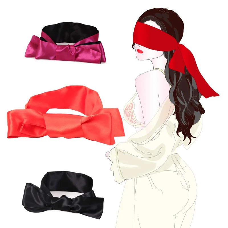 Satin Silk Sleep Eyes Mask Sexy For Women Eye Cover Cute Blindfold Silk Ribbon Surprise Gift Sex Games Set Couple Love Cosplay