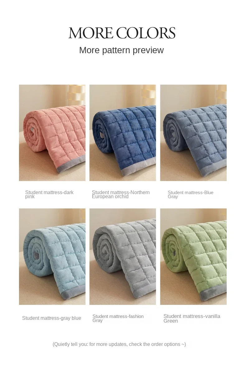 Winter Flannel Soft Mattress Toppers Dormitory Single Bed Warm Quilted Foldable Bedsheet Students Bunk Mattress Protection Pad