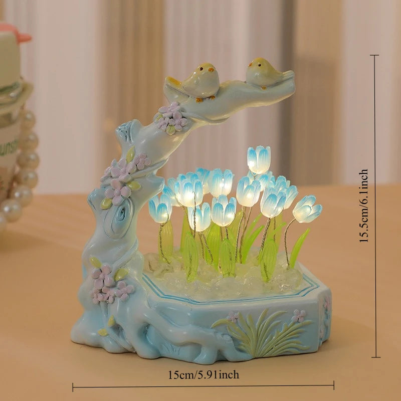Tulip Night Lights Atmospheric Lights Flowers and Birds Literary Ornaments Desktop Decoration Crafts Souvenirs