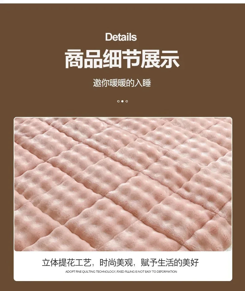 Winter Warm Plush Mattress Toppers Super Soft Single Double Foldable Milk Velvet Thicken Fitted Bed Sheet Bed Cover Tatami Mat