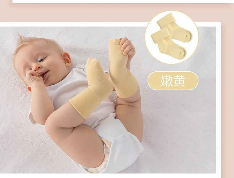 5 Pairs/Lot Baby Socks Comfortable Sleep Socks Spring Autumn Pure Cotton Breathable Mid-Tube Anti-Slip Newborn Baby Floor Socks
