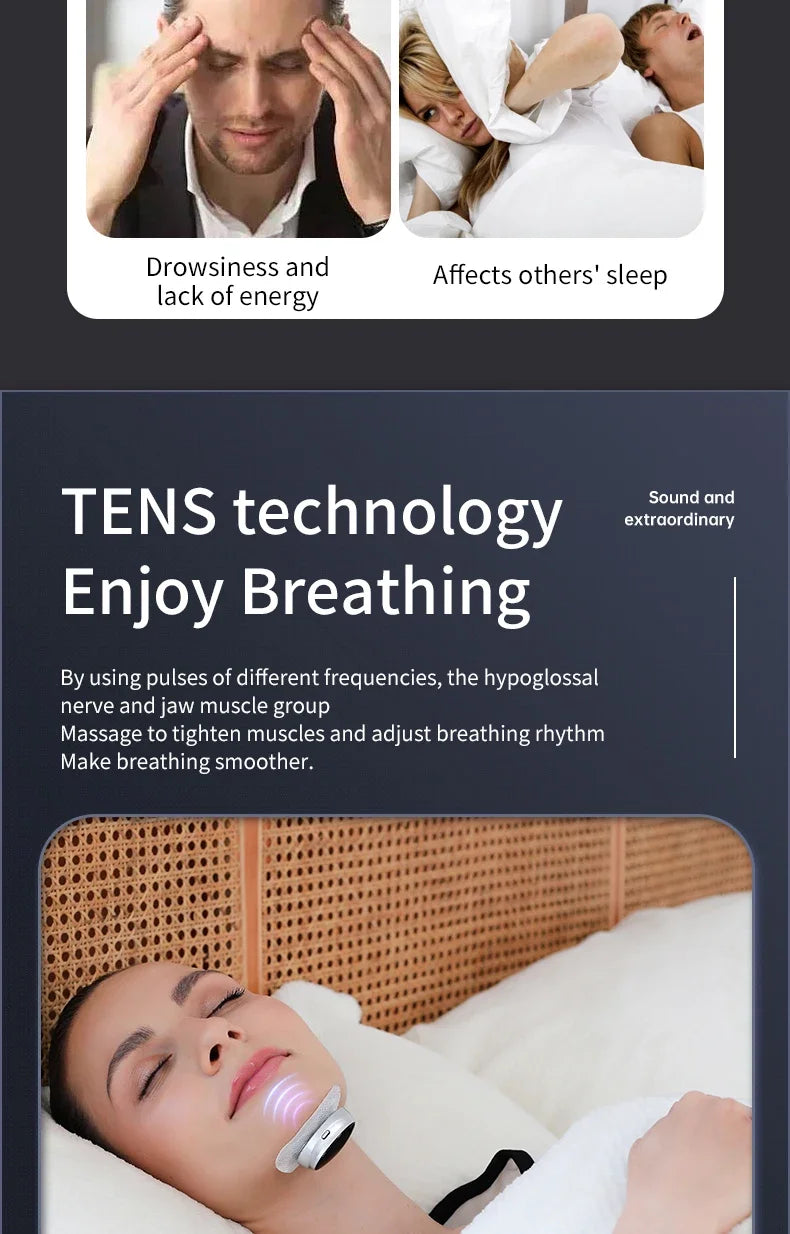 Smart Electric Anti Snoring Device Portable Sleep Apnea Improve Dual Pulse Snore Stopper Throat Muscle Stimulator Sleep Aid Tool