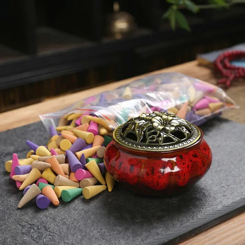 60Pcs Scented Incense Cones Anxiety Relief Fragrance Incense Cones Natural Scents Cones for Meditation Relaxation Sandalwood