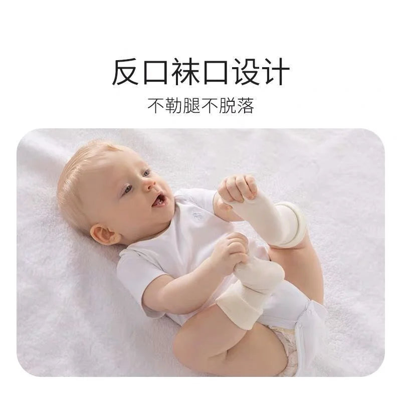 5 Pairs/Lot Baby Socks Comfortable Sleep Socks Spring Autumn Pure Cotton Breathable Mid-Tube Anti-Slip Newborn Baby Floor Socks