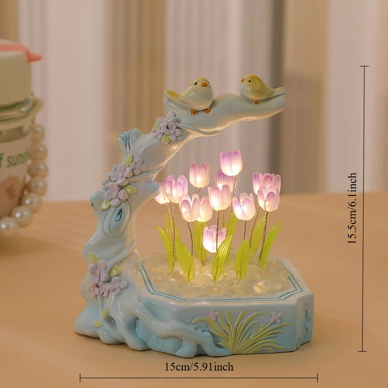 Tulip Night Lights Atmospheric Lights Flowers and Birds Literary Ornaments Desktop Decoration Crafts Souvenirs