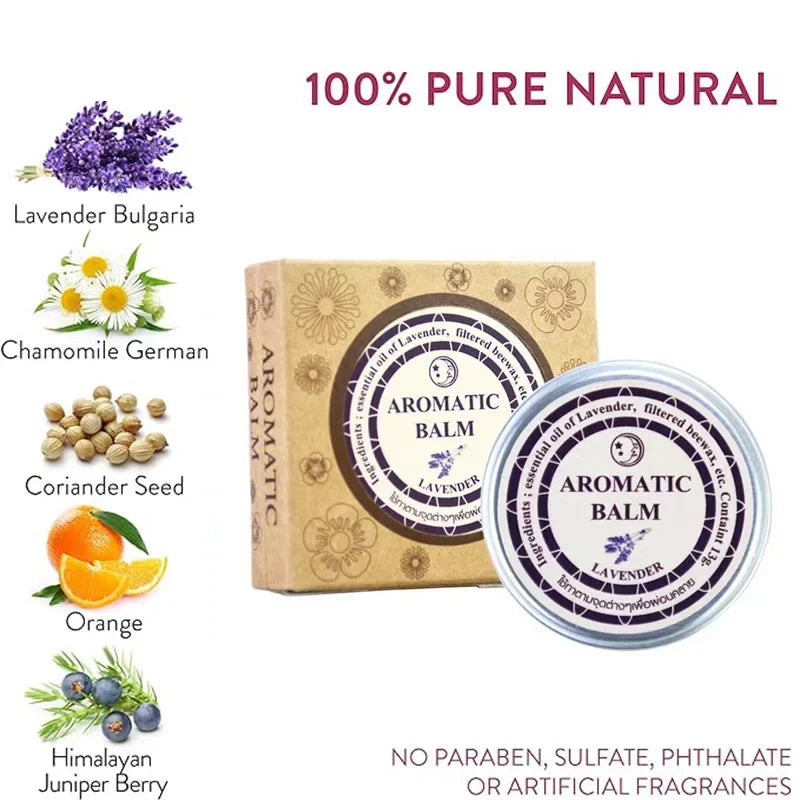 Lavender Aromatic Balm Insomnia Improve Sleep Soothe Relax Mood Stress Plant-based Ingredients Sleepless Cream Massage Cream