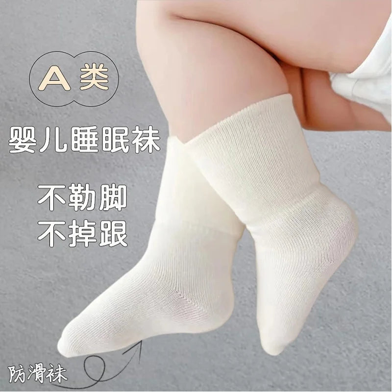 5 Pairs/Lot Baby Socks Comfortable Sleep Socks Spring Autumn Pure Cotton Breathable Mid-Tube Anti-Slip Newborn Baby Floor Socks