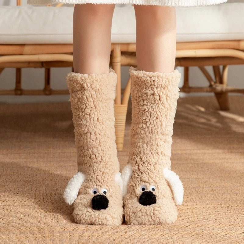 2024 New Floor Socks Women Autumn and Winter Velvet Coral Fleece Socks Sleep Home Slippers Snow Socks Christmas gift Carpet Sock