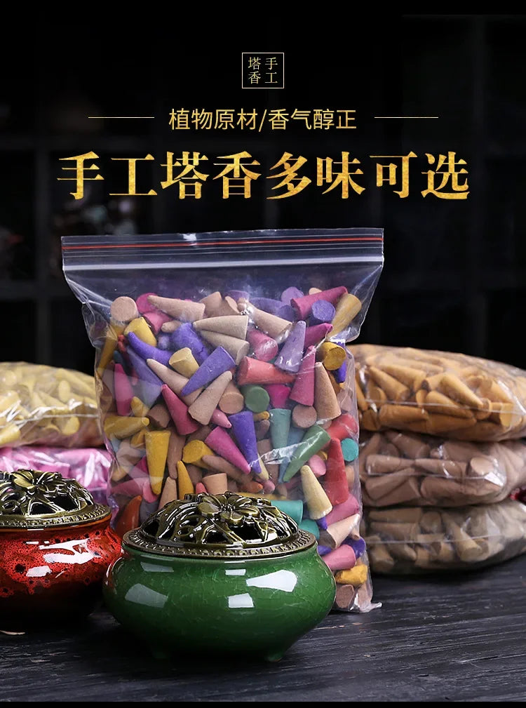 60Pcs Scented Incense Cones Anxiety Relief Fragrance Incense Cones Natural Scents Cones for Meditation Relaxation Sandalwood