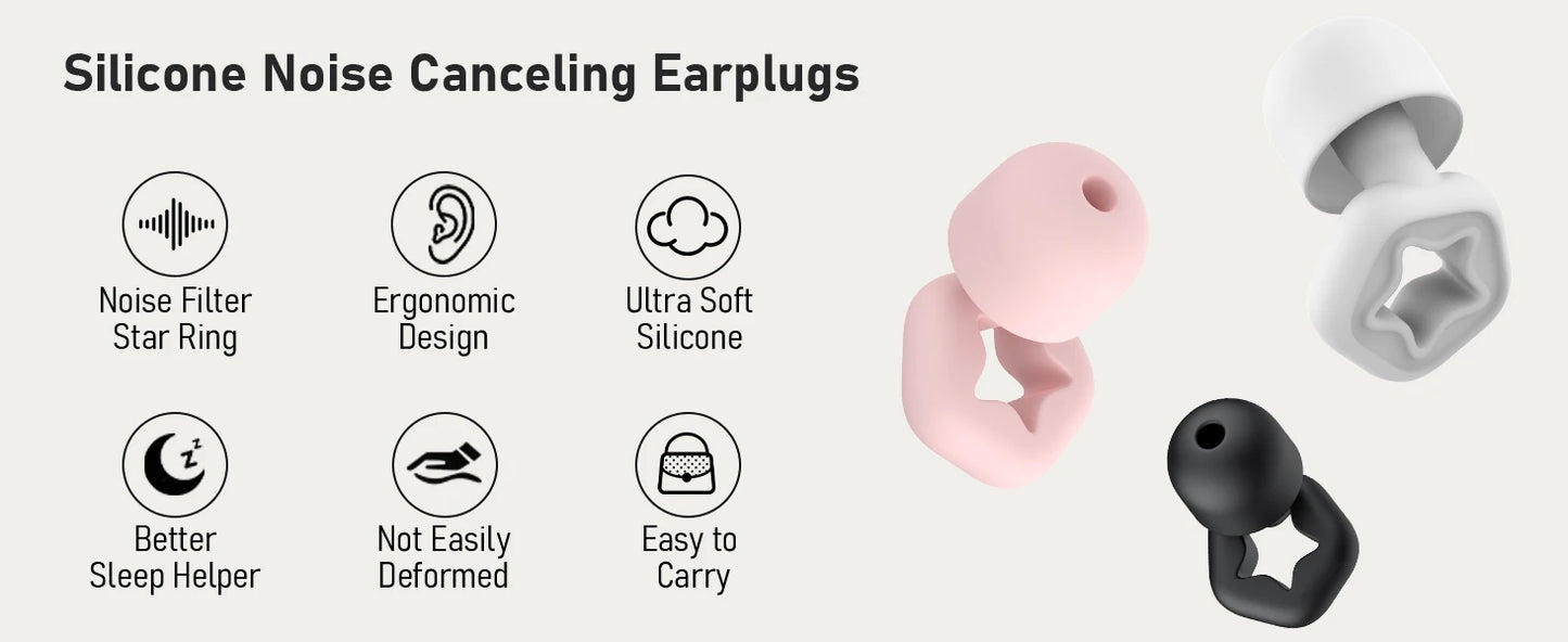 Ear Plugs for Sleeping Noise Reduction Silicone Soft Reusable Washable Star Earplugs for Sleep Work Flights Concerts Snoring
