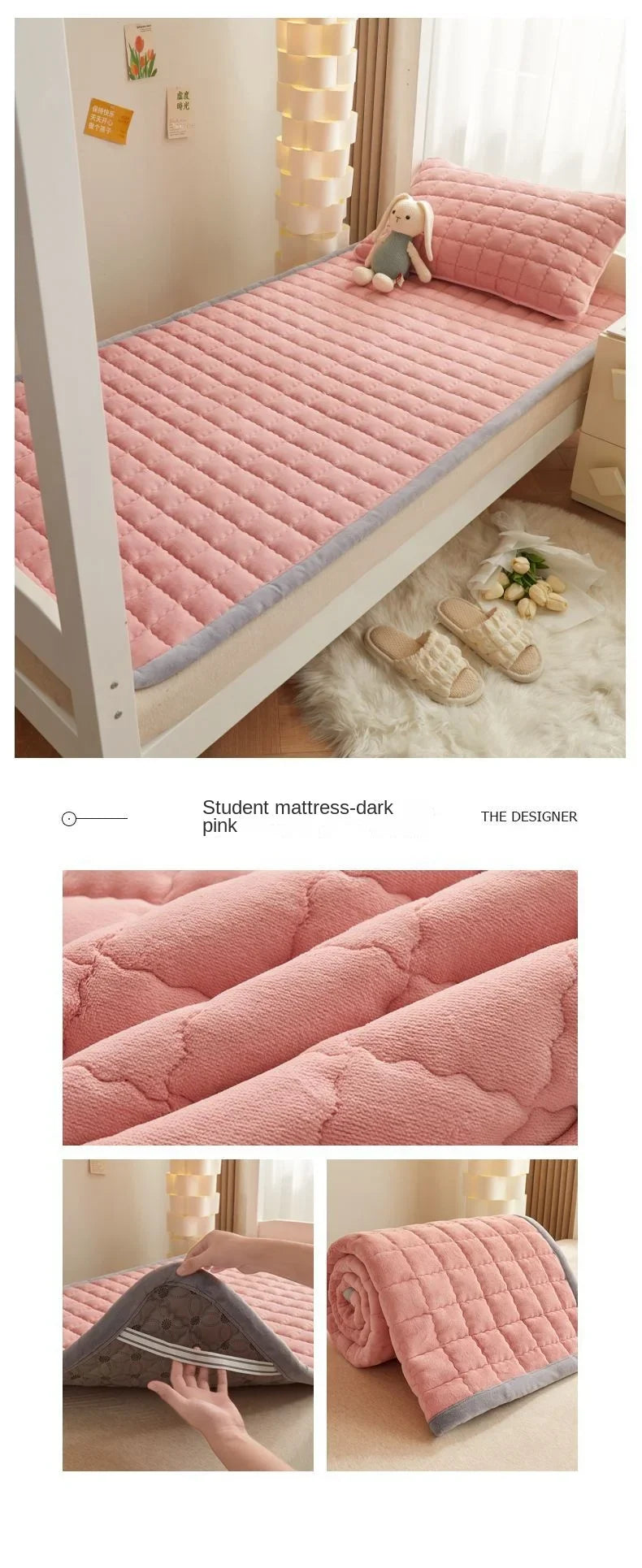 Winter Flannel Soft Mattress Toppers Dormitory Single Bed Warm Quilted Foldable Bedsheet Students Bunk Mattress Protection Pad