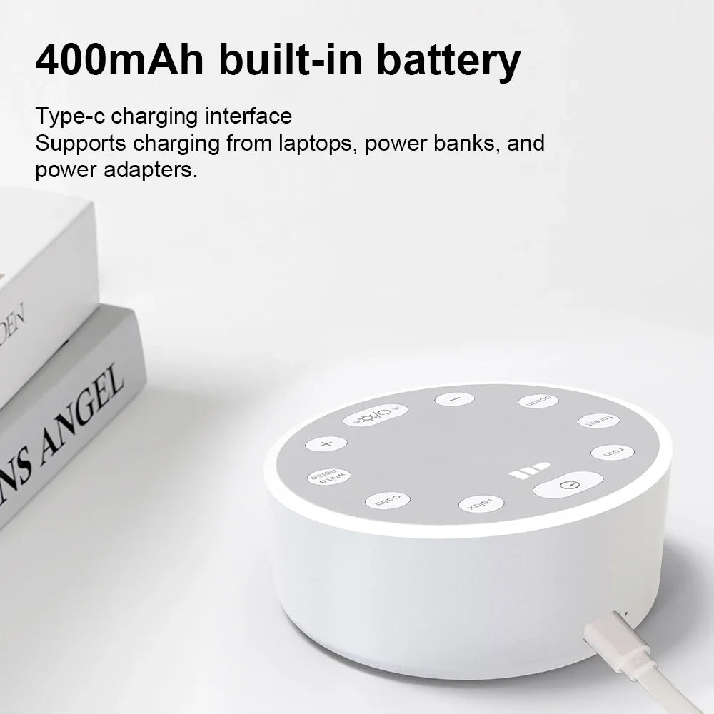 White Noise Machine Portable Baby Sleep Machine Soothing Sounds Sleep Therapy Sound Monitor Generator for Babies Adult Relax