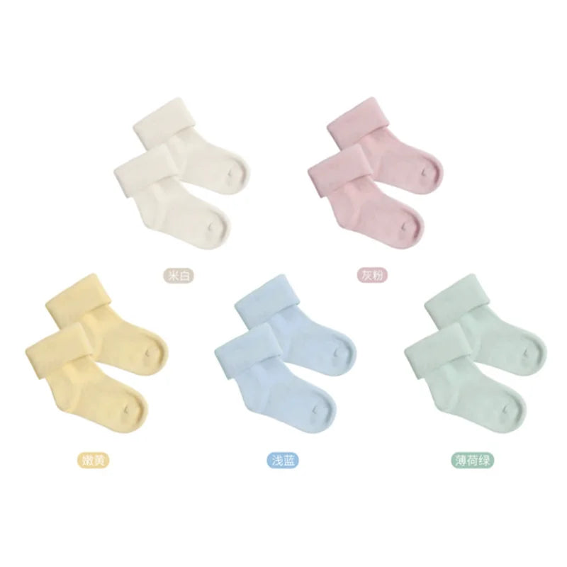 5 Pairs/Lot Baby Socks Comfortable Sleep Socks Spring Autumn Pure Cotton Breathable Mid-Tube Anti-Slip Newborn Baby Floor Socks