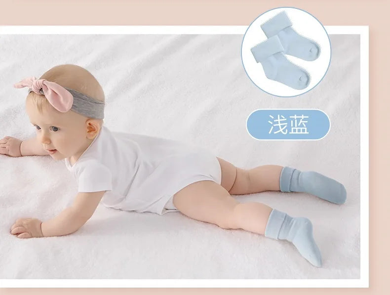 5 Pairs/Lot Baby Socks Comfortable Sleep Socks Spring Autumn Pure Cotton Breathable Mid-Tube Anti-Slip Newborn Baby Floor Socks