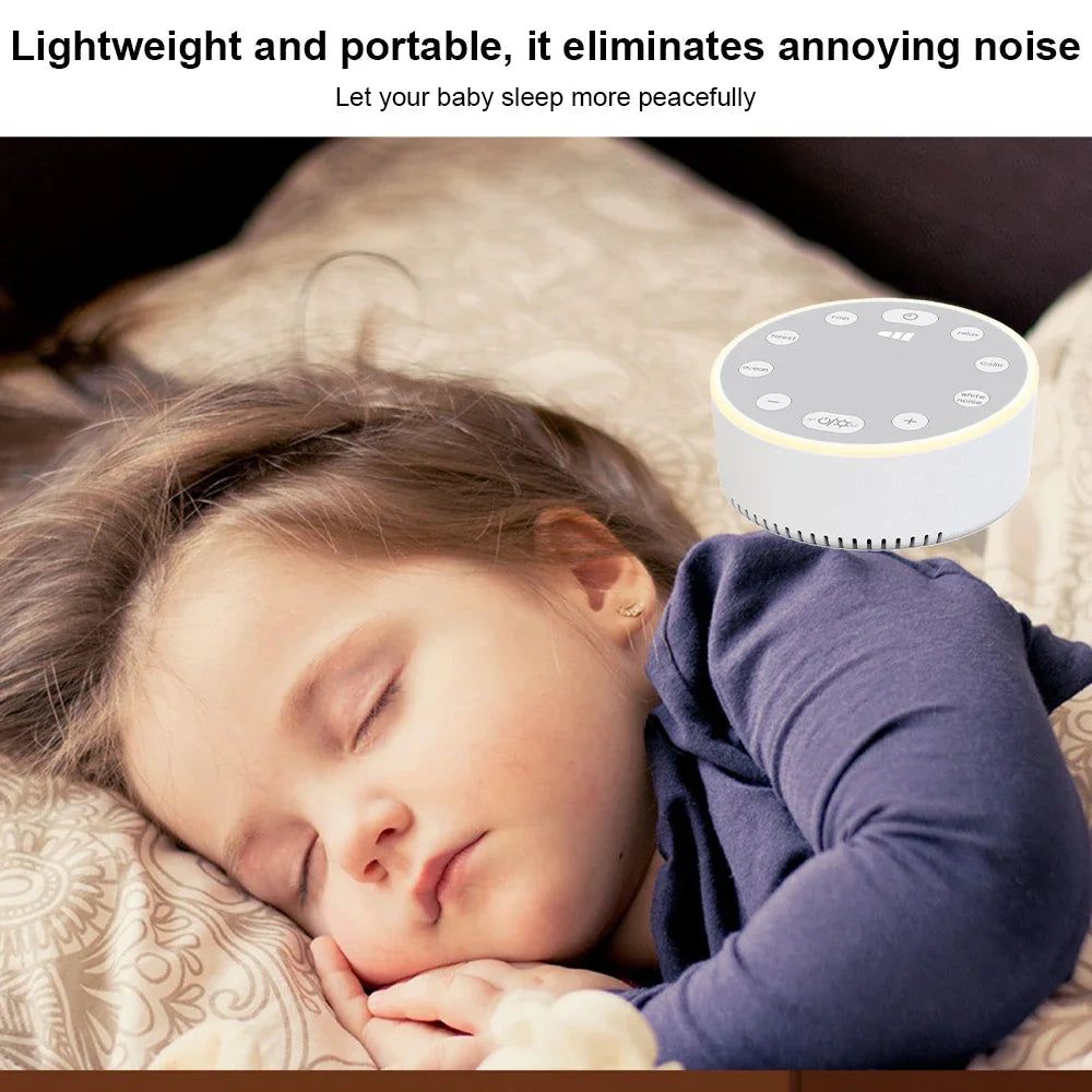 White Noise Machine Portable Baby Sleep Machine Soothing Sounds Sleep Therapy Sound Monitor Generator for Babies Adult Relax