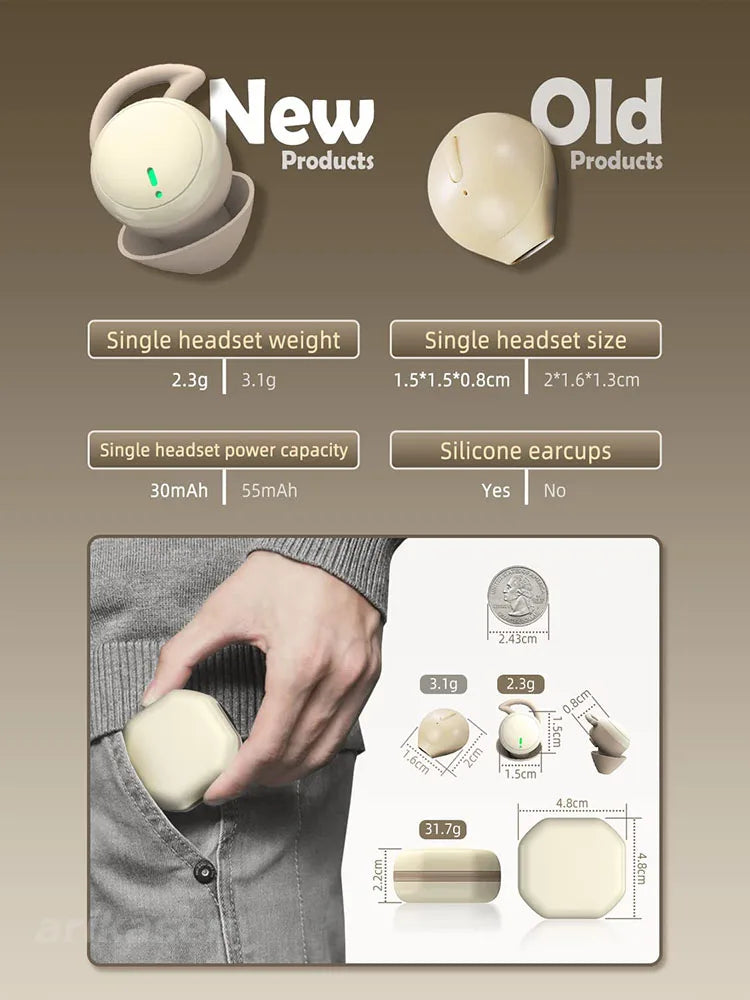 Sleep Earbuds in-Ear Earphones for Sleeping with 3 Sizes Ultra-Light Soft Silicone Noise Isolating Headphone Perfect for Sleep
