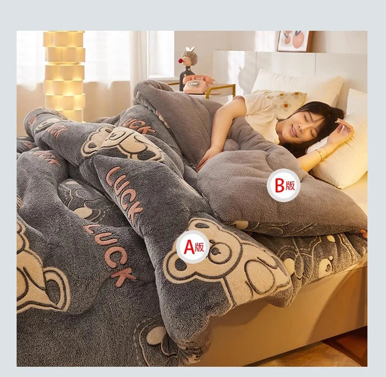 Super Warm Winter Blanket for Bed Spring Autumn Lamb Cashmere Weighted Thick Blankets Soft Comfortable Warmth Quilt Comforter