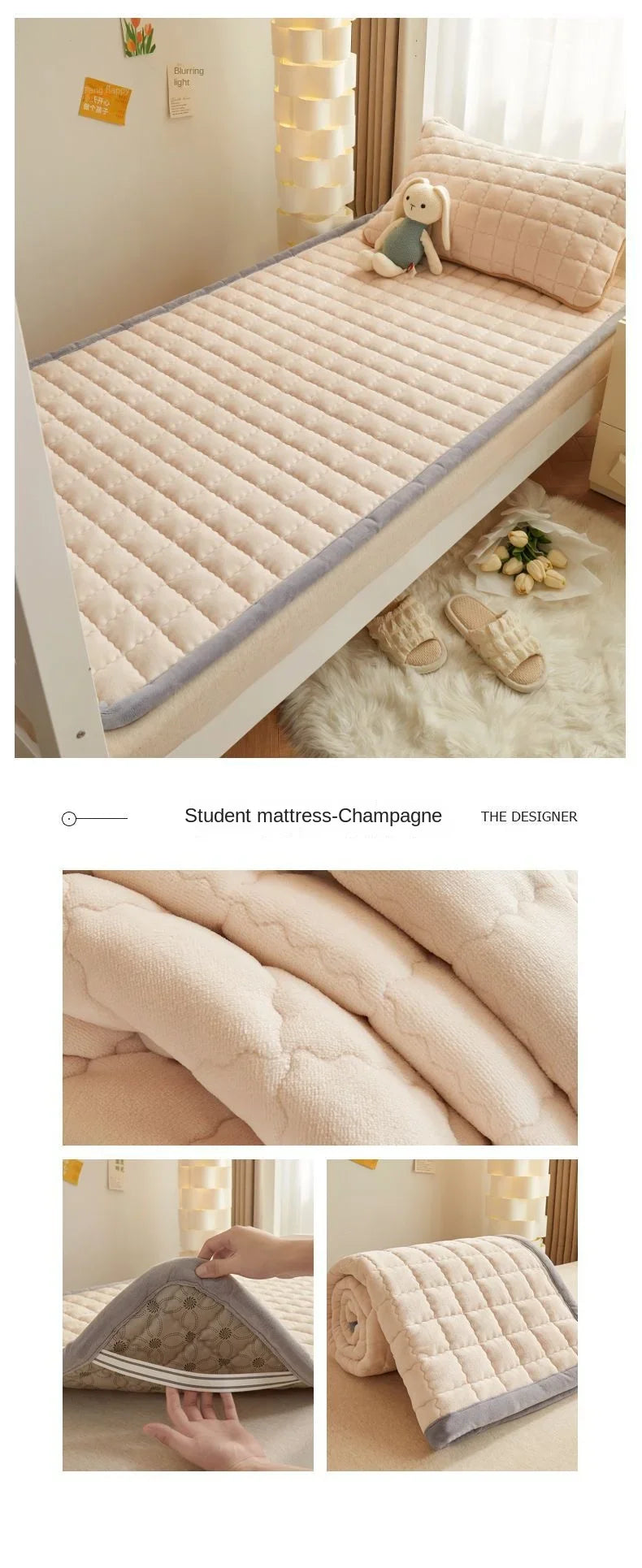 Winter Flannel Soft Mattress Toppers Dormitory Single Bed Warm Quilted Foldable Bedsheet Students Bunk Mattress Protection Pad