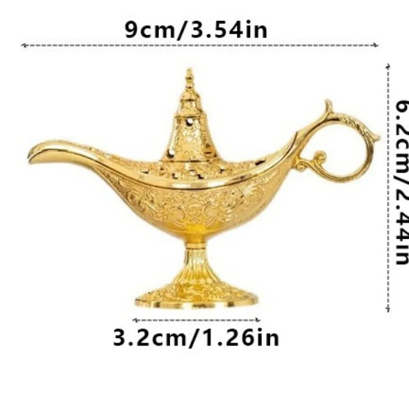 Vintage Arabian Night Inspired Metal Incense Lamp with Ornate Filigree&Lucky Cloud Motifs Home Aromatherapy&Spiritual Ambiance