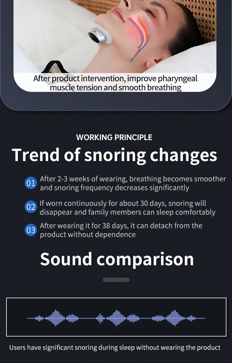 Smart Electric Anti Snoring Device Portable Sleep Apnea Improve Dual Pulse Snore Stopper Throat Muscle Stimulator Sleep Aid Tool