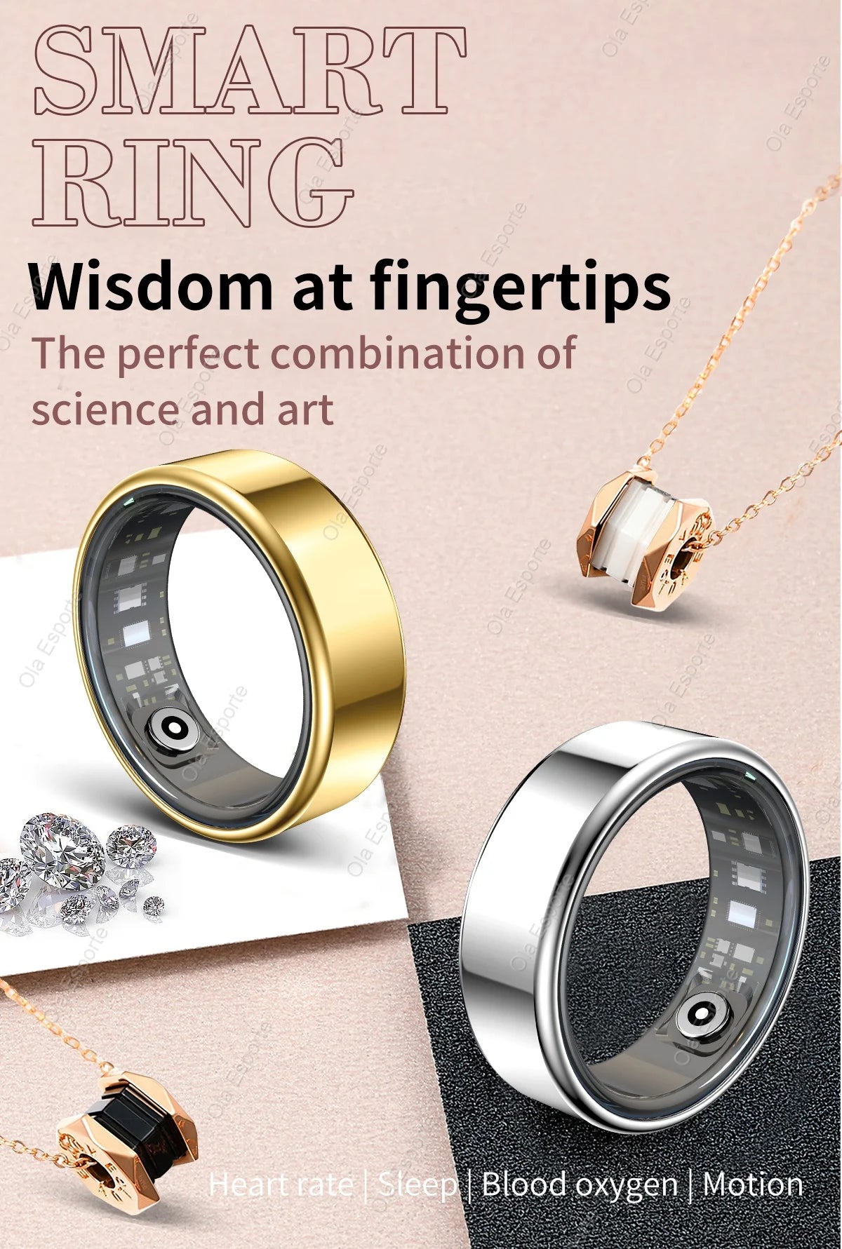 Smart Ring Newest Intelligent Wearable Device For Men Women Bluetooth Heart Rate Sleep Health Monitor Waterproof for IOS Android