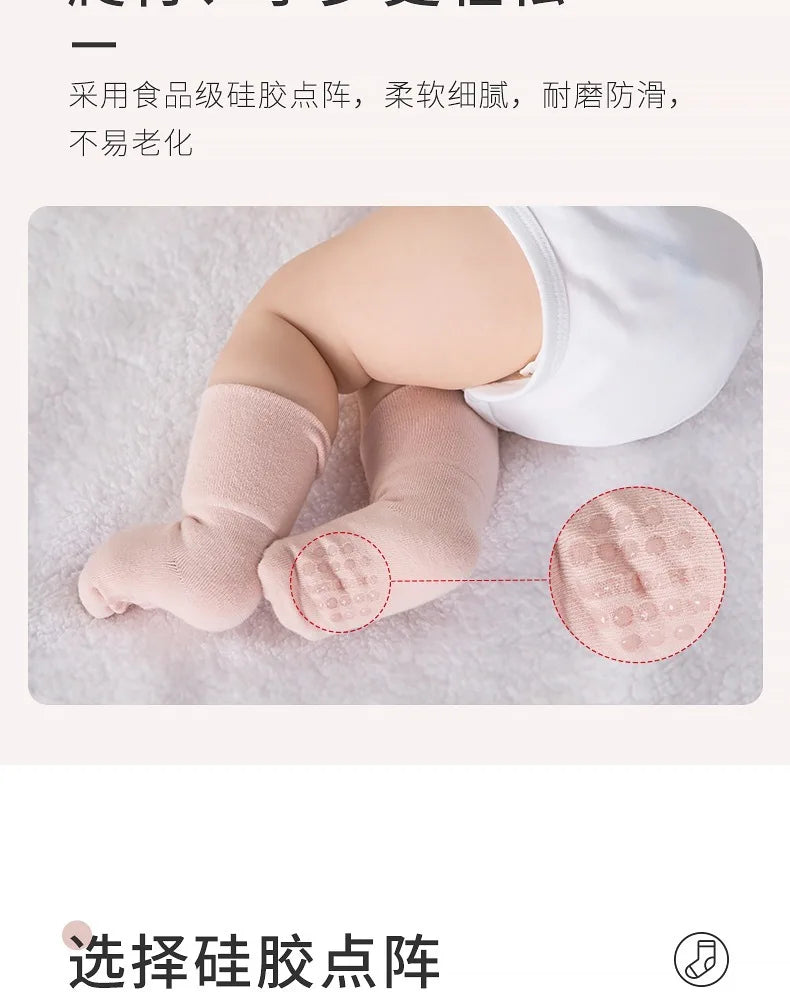 5 Pairs/Lot Baby Socks Comfortable Sleep Socks Spring Autumn Pure Cotton Breathable Mid-Tube Anti-Slip Newborn Baby Floor Socks