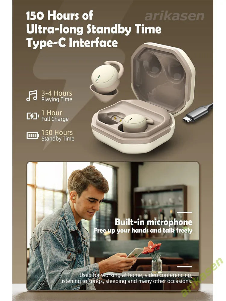 Sleep Earbuds in-Ear Earphones for Sleeping with 3 Sizes Ultra-Light Soft Silicone Noise Isolating Headphone Perfect for Sleep