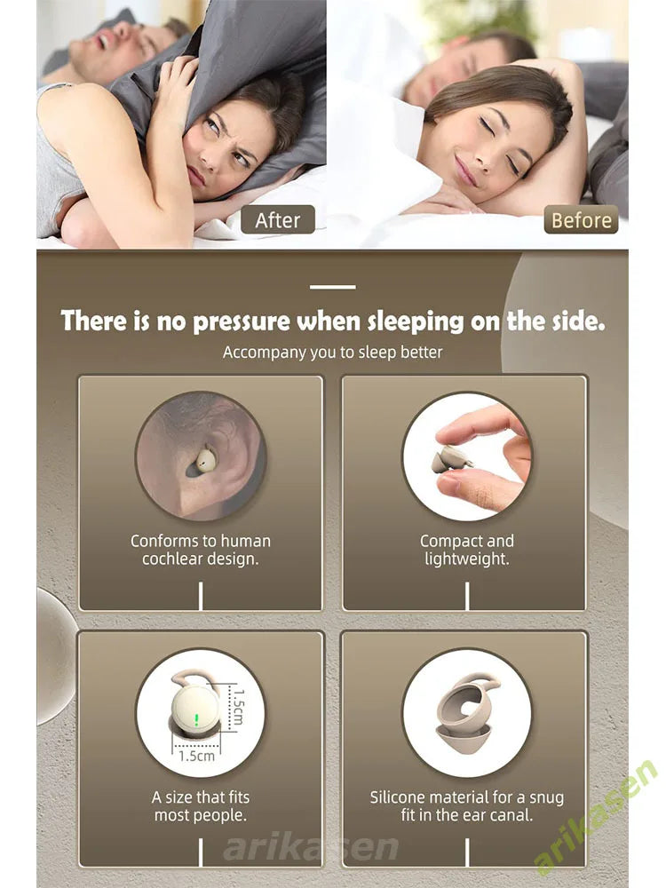Sleep Earbuds in-Ear Earphones for Sleeping with 3 Sizes Ultra-Light Soft Silicone Noise Isolating Headphone Perfect for Sleep