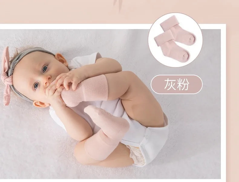5 Pairs/Lot Baby Socks Comfortable Sleep Socks Spring Autumn Pure Cotton Breathable Mid-Tube Anti-Slip Newborn Baby Floor Socks