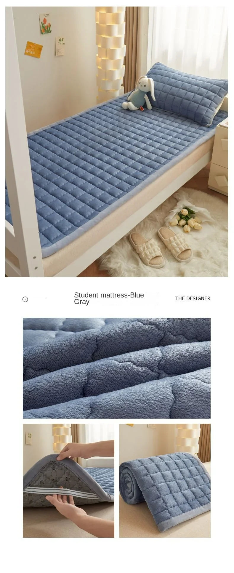 Winter Flannel Soft Mattress Toppers Dormitory Single Bed Warm Quilted Foldable Bedsheet Students Bunk Mattress Protection Pad