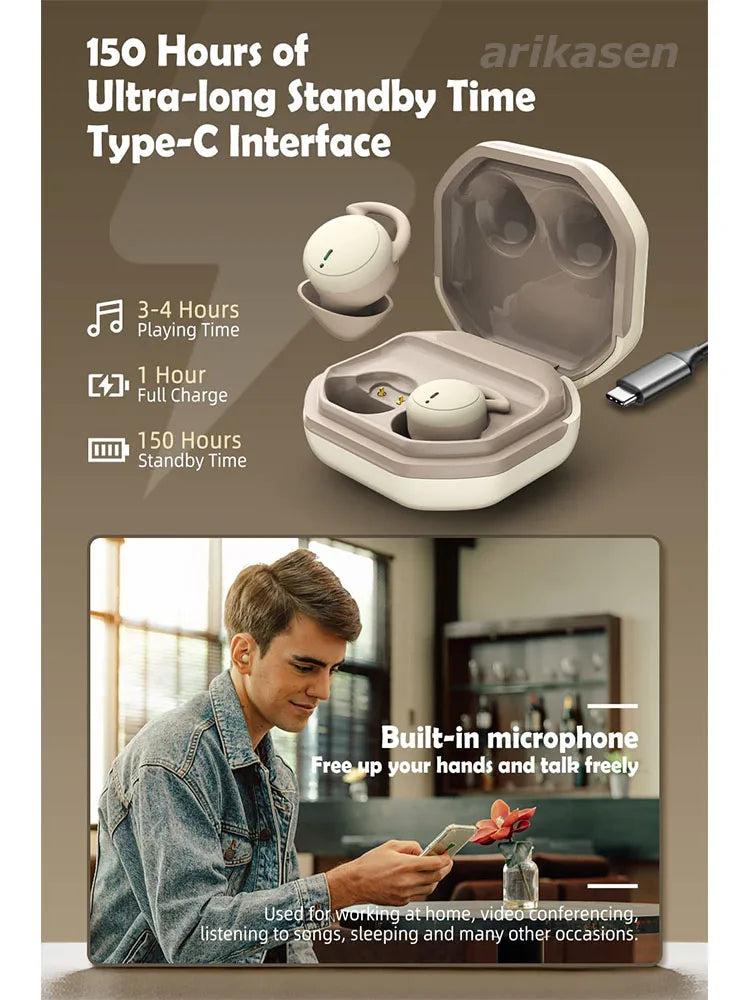 Sleep Earbuds in-Ear Earphones for Sleeping with 3 Sizes Ultra-Light Soft Silicone Noise Isolating Headphone Perfect for Sleep