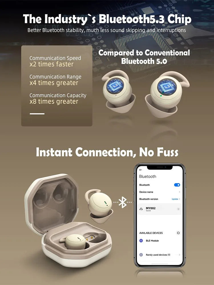 Sleep Earbuds in-Ear Earphones for Sleeping with 3 Sizes Ultra-Light Soft Silicone Noise Isolating Headphone Perfect for Sleep