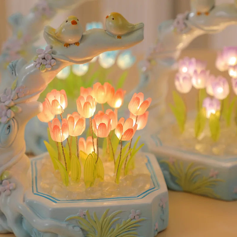 Tulip Night Lights Atmospheric Lights Flowers and Birds Literary Ornaments Desktop Decoration Crafts Souvenirs